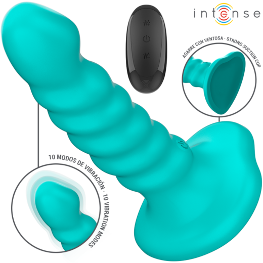 INTENSE - BUFFY VIBRATOR GR�SSE S SPIRALE DESIGN 10 VIBRATIONEN BLAU FERNBEDIENUNG