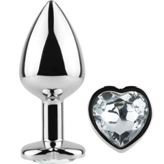 SECRETPLAY - BUTT PLUG AUS METALL, KLARES KRISTALLHERZ, KLEINE GR�SSE 7 CM