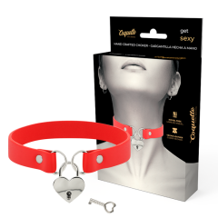 COQUETTE CHIC DESIRE - ROTE HALSKETTE AUS VEGANEM LEDER MIT HERZ-ACCESSOIRE MIT SCHL�SSEL