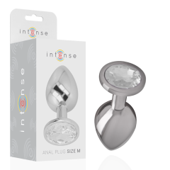 INTENSE - ALUMINIUM-METALL-ANALSPLUG MIT SILBERNEM KRISTALL, GR�SSE M