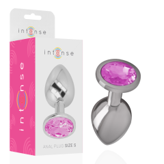 INTENSE - ALUMINIUMMETALL-ANALSPLUG MIT ROSAFARBENEM KRISTALL, GR�SSE S