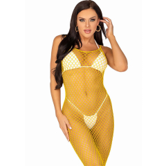 LEG AVENUE - LANGES NETZKLEID GELB EINE GR�SSE