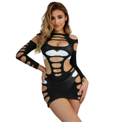 SUBBLIME - 952266 LANGRMELIGER ELASTISCHER NETZ-KLEID SCHWARZ EINE GR�SSE