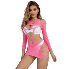 SUBBLIME - 952273 LANGRMELIGER ELASTISCHER NETZ-KLEID ROSA EINE GR�SSE