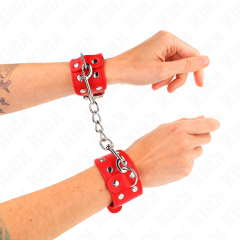KINK - ARMB�NDER MIT DOPPELTER REIHE VERSTELLBARER NIETEN ROT