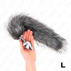KINK - ANAL PLUG GR�SSE L 10 X 4 CM MIT KUNSTSTOFFSCHWANZ 40 CM GRAU