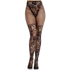 LEG AVENUE - DAHLIA SPITZENSTR�MPFE MIT NETZDETAIL SCHWARZ