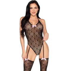 LEG AVENUE - 89360 BODYSUIT MIT OFFENEM R�CKEN UND STRUMPFG�RTEL SCHWARZ - EINE GR�SSE