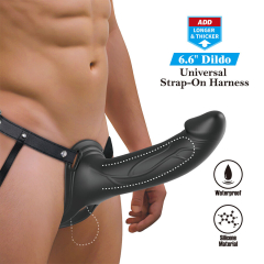 PRETTY LOVE - LONDON UNIVERSAL HARNESS MIT SILIKON-STRAP-ON-DILDO SCHWARZ 16,8 CM