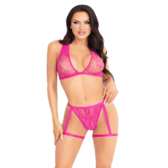 LEG AVENUE - 86148 SPITZEN-BH-TOP UND H�SCHEN MIT STRUMPFHALTERN, ROSA - EINHEITSGR�SSE
