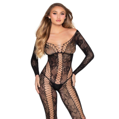 LEG AVENUE - 89369 NETZ- UND SPITZEN-JUMPSUIT, SCHWARZ - EINHEITSGR�SSE