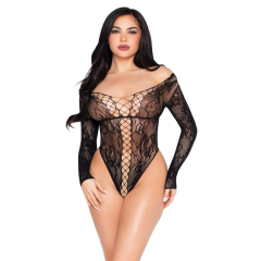 LEG AVENUE - 89370 NETZ- UND SPITZENTEDDY, SCHWARZ - EINHEITSGR�SSE