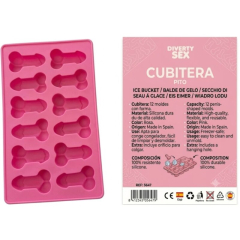 DIABLO PICANTE - 12 PENISSE AUS HARTEM SILIKON ZUM H�NGEN VON EIS-EISK�RBEN, ROSA