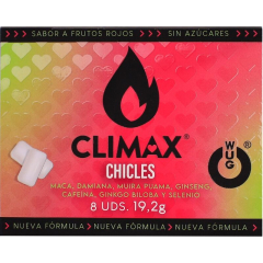 WUG Climax � Funktioneller Kaugummi mit Maca, Damiana und Ginseng zur Steigerung von Lust und sexueller Vitalit�t. Blisterverpackung mit 8 St�ck.