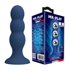 MR PLAY - ANALPLUG MIT METALLKUGELN UND SAUGNAPF, BLAU