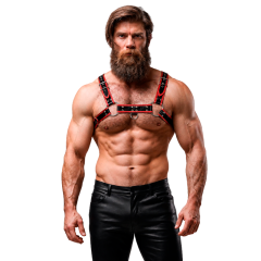FETISH SUBMISSIVE ATTITUDE - BRUSTHARNESS AUS �KOLEDER F�R HERREN SCHWARZ/ROT