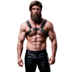 FETISH SUBMISSIVE ATTITUDE - VERSTELLBARER BRUST-BULLDOG-HARNESS AUS �KOLEDER F�R HERREN